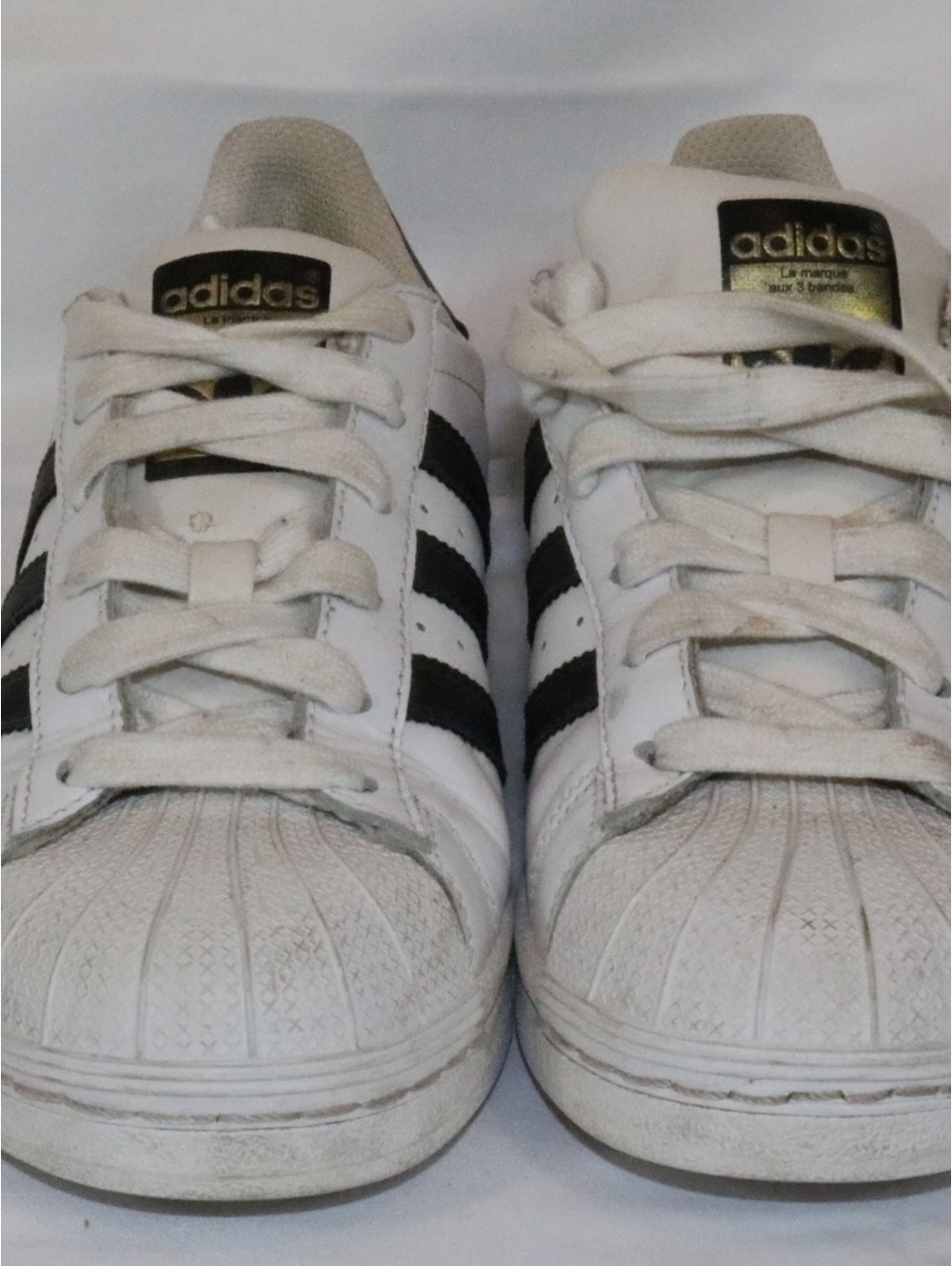 Adidas Superstar Shoes Black White Shell Toe Sneakers C77154 Size 4 - Good